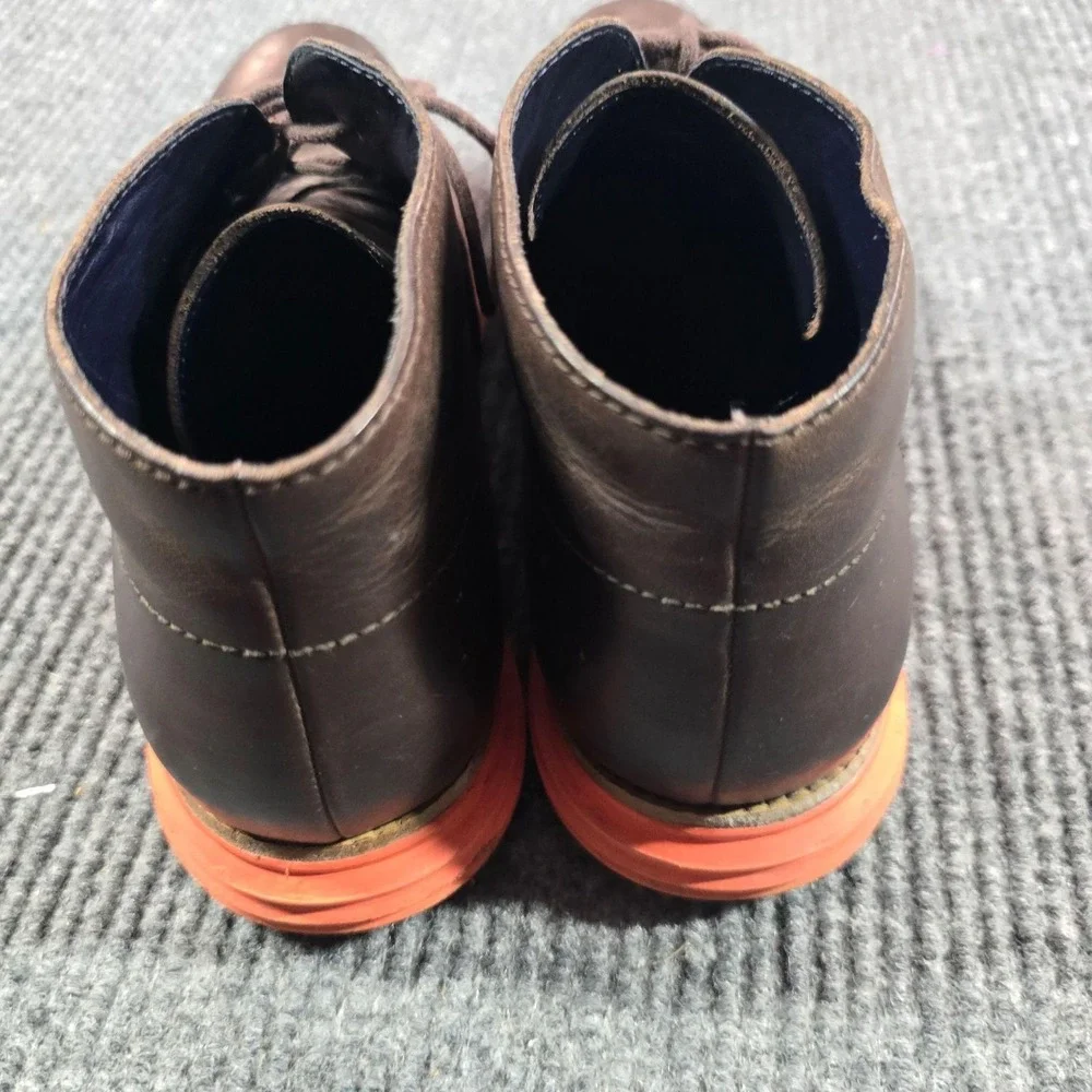 Cole Haan LunarGrand Boots Mens Size 10M Brown Leather Chukka Orange Sole